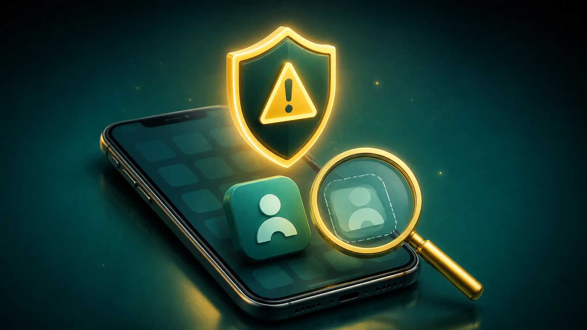 Illustration of checking a phone for a fake or modified app before installing