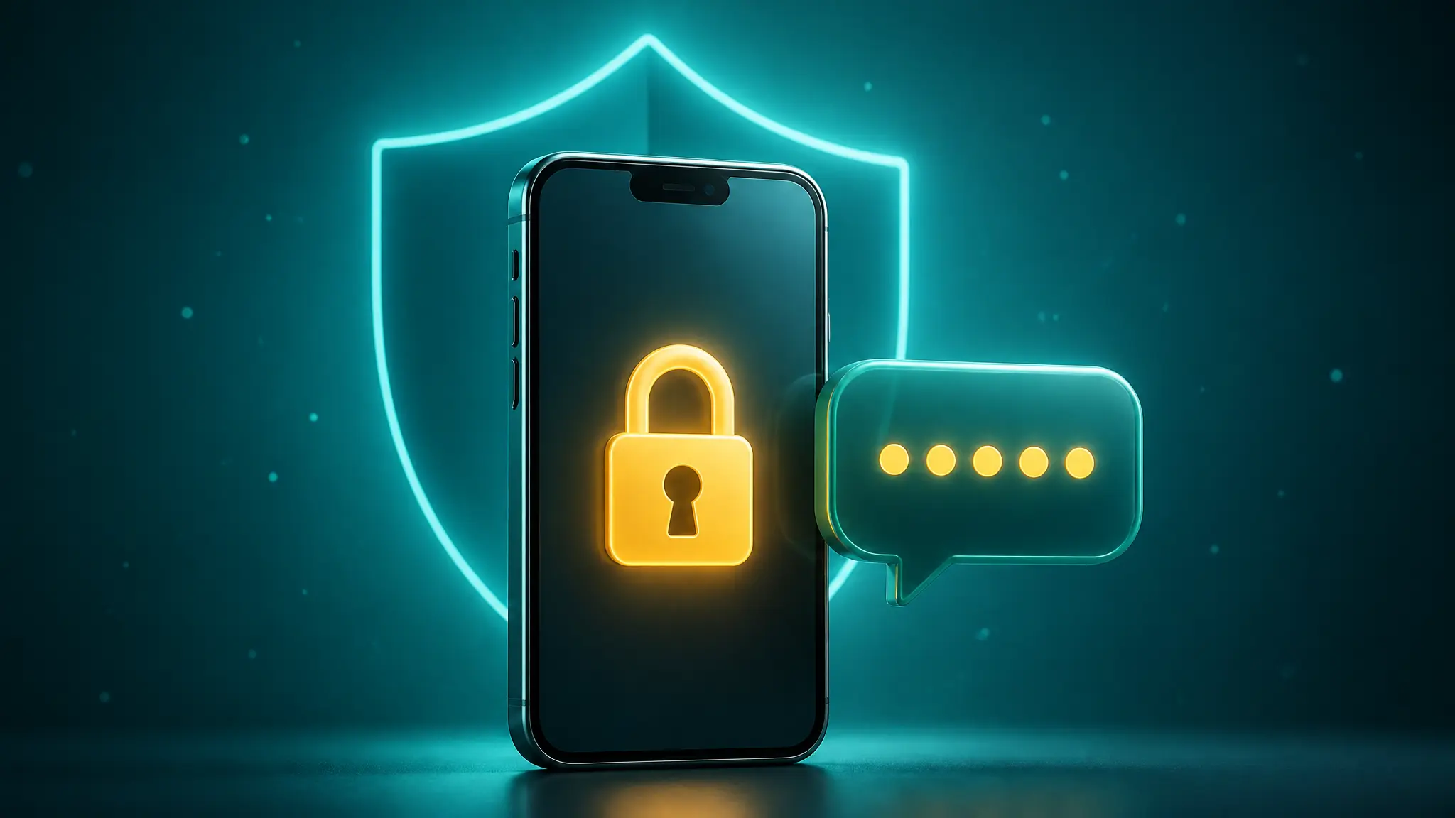 Illustration of a smartphone with a padlock and OTP security icon